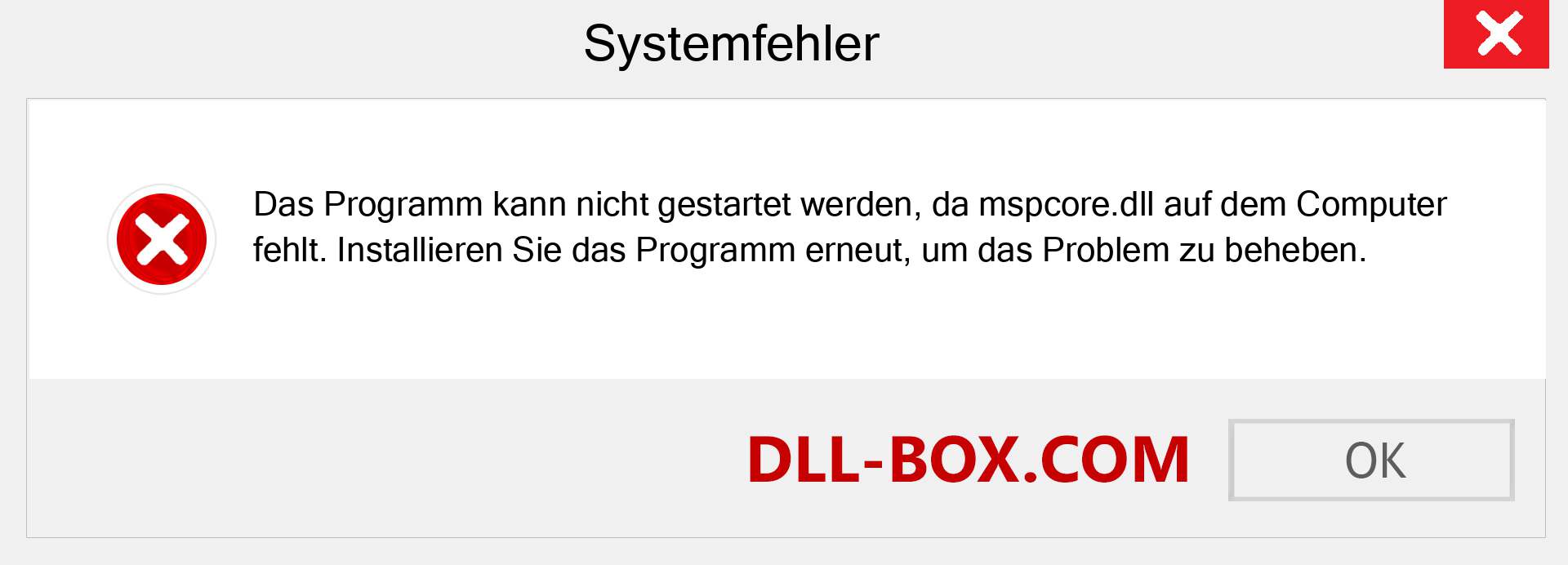 mspcore.dll-Datei fehlt?. Download für Windows 7, 8, 10 - Fix mspcore dll Missing Error unter Windows, Fotos, Bildern